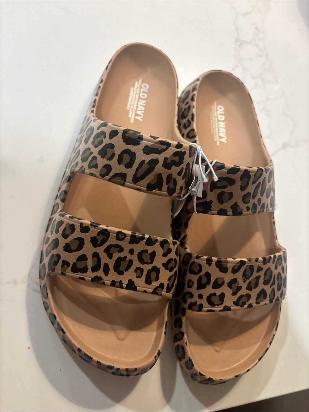 Old Navy Leopard Print Slide Sandals - Tan and Black